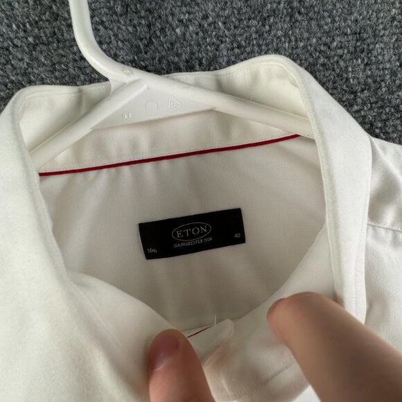 Eton Long Sleeve Button Up Shirt Men Cotton Designer White Ganghester 16.5 Woven - Picture 7 of 15